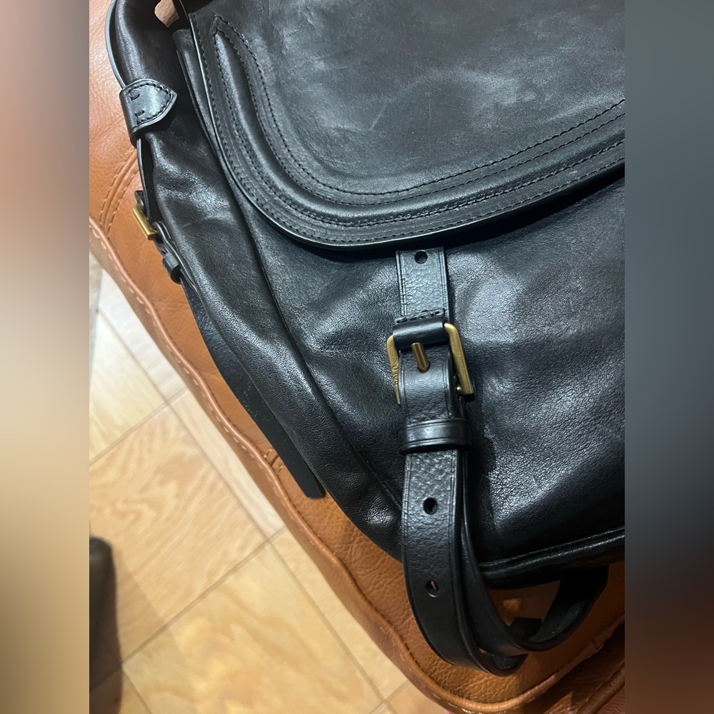 Polo Ralph Lauren Black Leather Moto Bag. - Picture 3 of 13